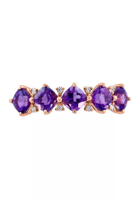 New ✔️ 14K Rose Gold Diamond and Amethyst Ring by Effy® 🧨 2 New ✔️ 14K Rose Gold Diamond and Amethyst Ring by Effy® 🧨 - Image 2