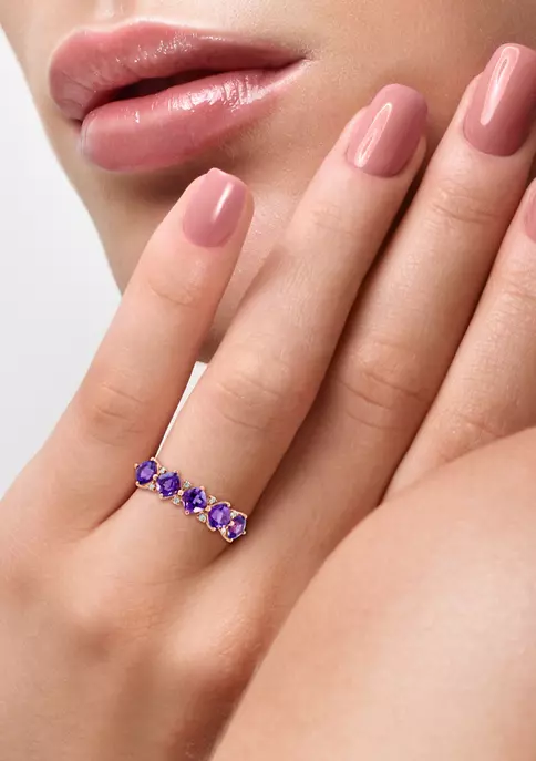New ✔️ 14K Rose Gold Diamond and Amethyst Ring by Effy® 🧨 4 New ✔️ 14K Rose Gold Diamond and Amethyst Ring by Effy® 🧨 - Image 4