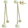 Hot Sale ⭐ 1/10 ct. t.w. Diamond and Freshwater Pearl Earrings in 14K Yellow Gold by Effy® 🔔