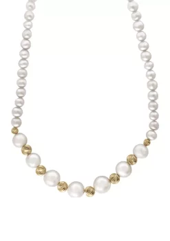 Wholesale 😉 14K Yellow Gold Freshwater Pearl and Gold Bead Necklace by Effy® ❤️