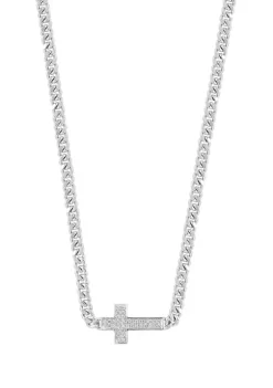 Promo ⌛ Men's White Sapphire 11" Cross Necklace in Sterling Silver by Effy® 😀 -Effy® Sales Shop Belk 4755