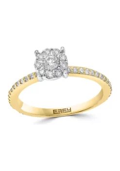 Best Pirce 💯 1/2 ct. t.w. Diamond Cluster Ring in 14K Yellow and White Gold by Effy® 🎉 -Effy® Sales Shop Belk 4761