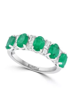 Deals 🧨 14K White Gold Diamond and Natural Emerald Ring by Effy® 🤩