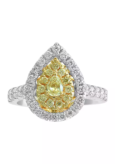 Best deal 🔔 1.21 ct. t.w. Cluster Diamond Ring with White and Natural Yellow Diamonds in 18K White and Yellow Gold by Effy® 🌟 2 Best deal 🔔 1.21 ct. t.w. Cluster Diamond Ring with White and Natural Yellow Diamonds in 18K White and Yellow Gold by Effy® 🌟 - Image 2