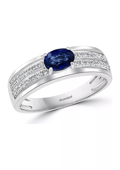 Cheap ✔️ 1/2 ct. t.w. Natural Sapphire and 1/6 ct. t.w. Diamond Ring in Sterling Silver by Effy® 💯 1 Cheap ✔️ 1/2 ct. t.w. Natural Sapphire and 1/6 ct. t.w. Diamond Ring in Sterling Silver by Effy® 💯