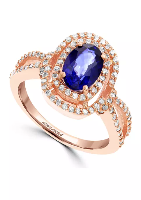 Deals 🌟 14k Rose Gold Diamond and Natural Diffused Ceylon Sapphire Ring by Effy® ❤️ 1 Deals 🌟 14k Rose Gold Diamond and Natural Diffused Ceylon Sapphire Ring by Effy® ❤️