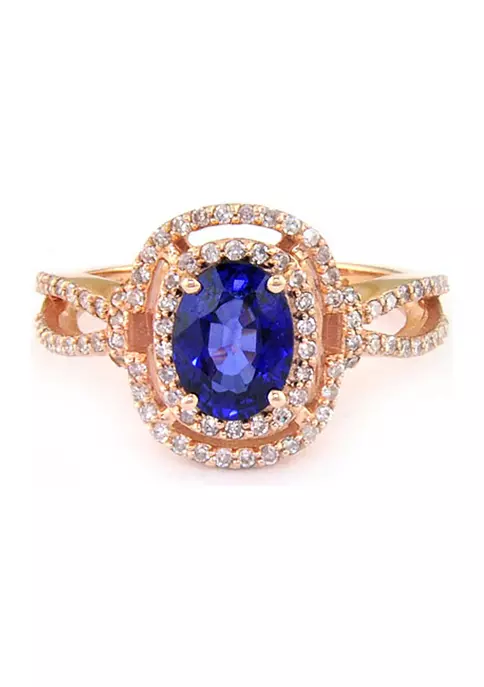 Deals 🌟 14k Rose Gold Diamond and Natural Diffused Ceylon Sapphire Ring by Effy® ❤️ 2 Deals 🌟 14k Rose Gold Diamond and Natural Diffused Ceylon Sapphire Ring by Effy® ❤️ - Image 2