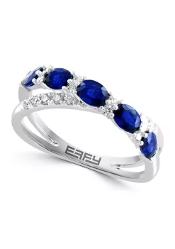 Buy 🔥 14K White Gold Diamond Natural Sapphire Ring by Effy® 🧨 -Effy® Sales Shop Belk 4809