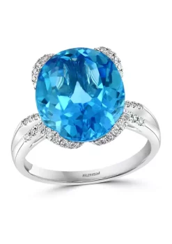 Flash Sale 🛒 1/4 ct. t.w. Diamond and 9.42 ct. t.w. Blue Topaz Ring in 14K White Gold by Effy® ✔️