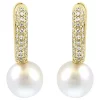 Brand new 💯 1/5 ct. t.w. Diamond and Freshwater Pearl Earrings in Gold Over Sterling Silver by Effy® ✔️