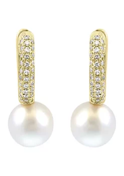 Brand new 💯 1/5 ct. t.w. Diamond and Freshwater Pearl Earrings in Gold Over Sterling Silver by Effy® ✔️ 5 Brand new 💯 1/5 ct. t.w. Diamond and Freshwater Pearl Earrings in Gold Over Sterling Silver by Effy® ✔️ -Effy® Sales Shop Belk 4823