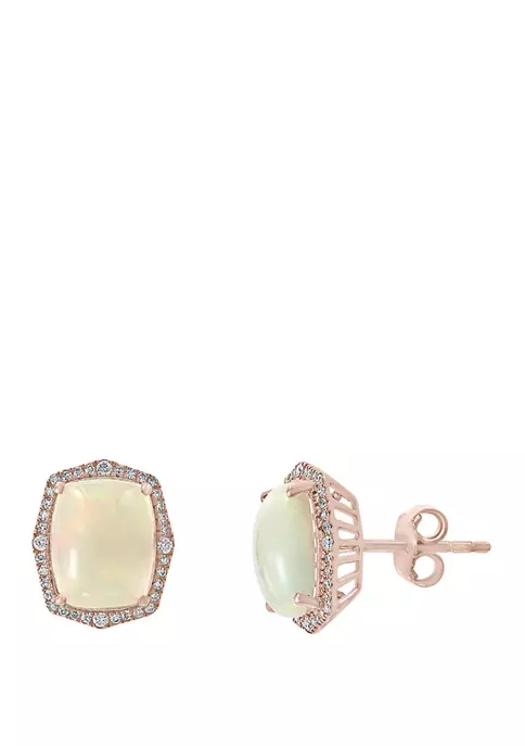 Hot Sale 💯 1/4 ct. t.w. Diamond and 3.5 ct. t.w. Ethiopian Opal Earrings in 14K Rose Gold by Effy® ⭐ 2 Hot Sale 💯 1/4 ct. t.w. Diamond and 3.5 ct. t.w. Ethiopian Opal Earrings in 14K Rose Gold by Effy® ⭐ - Image 2