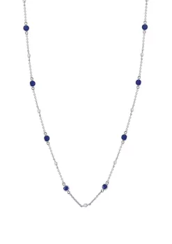 New 😍 1/8 ct. t.w. Diamond and 1.46 ct. t.w. Natural Sapphire Necklace in 14K White Gold by Effy® 🌟