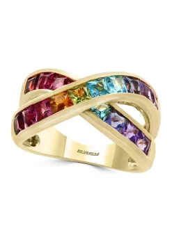Outlet 🌟 2.95 ct. t.w. Iolite, Amethyst, Blue Topaz, Citrine, Garnet, Peridot, and Tourmaline Ring in 14K Yellow Gold by Effy® ✔️