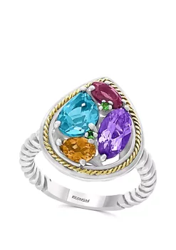 Cheap ❤️ Amethyst, Blue Topaz, Citrine, Rhodolite, Tsavorite Ring in Sterling Silver and 18k Yellow Gold by Effy® 🎁 -Effy® Sales Shop Belk 4835