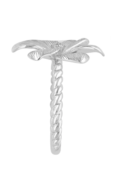 New 🛒 Diamond Flower Ring in Sterling Silver by Effy® ✨ 2 New 🛒 Diamond Flower Ring in Sterling Silver by Effy® ✨ - Image 2