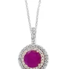 New 🎉 1/8 ct. t.w. Diamond and 1/2 ct. t.w. Ruby Round Pendant Necklace in 14K Two Tone Gold by Effy® 🎁