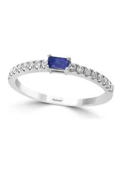 Deals 🌟 1/6 ct. t.w. Diamond and 1/10 ct. t.w. Sapphire Ring in 14K Yellow Gold by Effy® 🔥