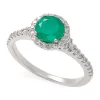 Budget 🎁 1/3 ct. t.w. Diamond and 1 ct. t.w. Emerald Ring in 14K White Gold by Effy® ❤️