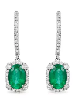 New 🔥 1/4 ct. t.w. Diamond and 1.52 ct. t.w. Emerald Earrings in 14K Yellow Gold by Effy® 🎉