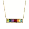 Best deal ⭐ 1/4 ct. t.w. Diamond and 3.3 ct. t.w. Mixed Semi Precious Stone Bar Necklace in 14K Yellow Gold by Effy® ⌛