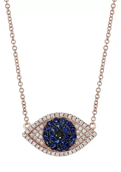 Best reviews of 😉 1/5 ct. t.w. Diamond and Black Diamond with 1/4 ct. t.w. Natural Sapphire Eye Necklace in 14k Rose Gold by Effy® ⌛