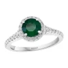 Best Sale 👍 1/3 ct. t.w. Diamond and 1 ct. t.w. Emerald Ring in 14K White Gold by Effy® ⌛