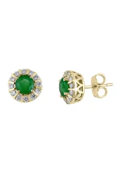 Wholesale ⌛ 1/3 ct. t.w. Diamond and 1 ct. t.w. Emerald Earrings in 14K Yellow Gold by Effy® ✔️