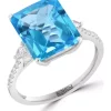 Flash Sale 🎉 1/5 ct. t.w. Diamond and Blue Topaz Square Ring in 14K White Gold by Effy® 🎉
