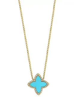 Brand new 🎁 1/10 ct. t.w. Diamond Turquoise Necklace in 14K Yellow Gold by Effy® ✔️ -Effy® Sales Shop Belk 4930