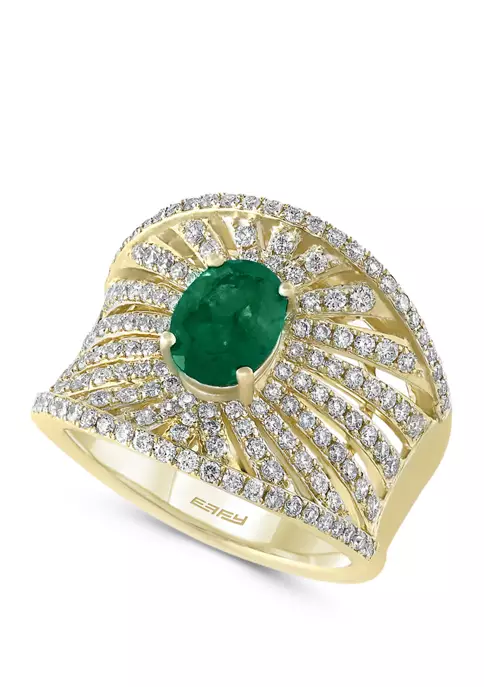 Cheapest 🎉 1.1 ct. t.w. Diamond and 1.14 ct. t.w. Natural Emerald Ring in 14K Yellow Gold by Effy® 🌟 1 Cheapest 🎉 1.1 ct. t.w. Diamond and 1.14 ct. t.w. Natural Emerald Ring in 14K Yellow Gold by Effy® 🌟