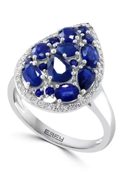 Top 10 👏 1/6 ct. t.w. Diamond and 2.62 ct. t.w. Natural Sapphire Ring in 14K White Gold by Effy® 😍 -Effy® Sales Shop Belk 4941