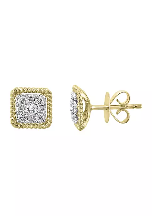Budget 👍 1/3 ct. t.w. Diamond Square Earrings in 18K Yellow Gold by Effy® 🛒 2 Budget 👍 1/3 ct. t.w. Diamond Square Earrings in 18K Yellow Gold by Effy® 🛒 - Image 2