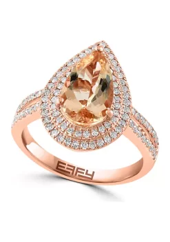 Promo 🧨 1/2 ct. t.w. Diamond and Morganite Ring in 14K Rose Gold by Effy® ⌛