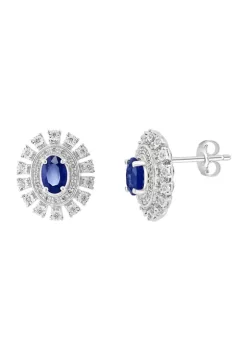 Promo 🧨 Diamond and Natural Sapphire Earrings in 14K White Gold by Effy® 🌟