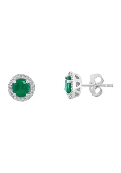 Best deal 🎁 1/8 ct. t.w. Diamond and 1 ct. t.w. Emerald Earrings in 14K White Gold by Effy® 😍