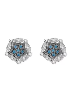 Budget ✨ 1/5 ct. t.w. White and Blue Diamond Diversa Earrings in 14K White Gold by Effy® 🌟