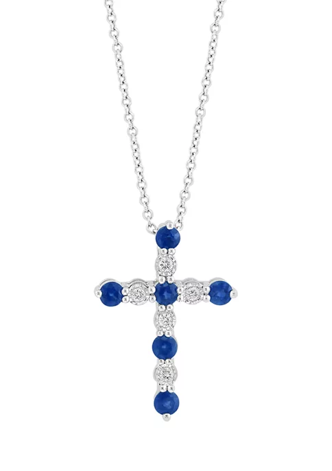 Cheapest 🥰 Diamond and Natural Sapphire Pendant Necklace in Sterling Silver by Effy® 😍 4 Cheapest 🥰 Diamond and Natural Sapphire Pendant Necklace in Sterling Silver by Effy® 😍 - Image 4
