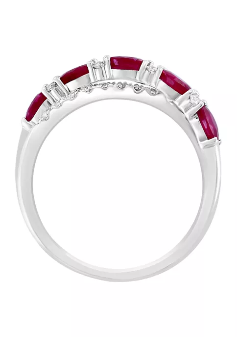 Discount ✨ 1/2 ct. t.w. Diamond and Natural Ruby Ring in 14K White Gold by Effy® 👏 2 Discount ✨ 1/2 ct. t.w. Diamond and Natural Ruby Ring in 14K White Gold by Effy® 👏 - Image 2