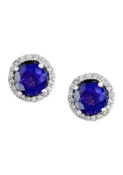Coupon ✔️ Royalé 1/5 ct. t.w. Diamond and 1.48 ct. t.w. Tanzanite Stud Earrings in 14K White Gold by Effy® 🧨 -Effy® Sales Shop Belk 5024