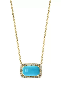 Budget 🧨 1/8 ct. t.w. Diamond and 1.22 ct. t.w. Turquoise Necklace in 14K Yellow Gold by Effy® 🌟