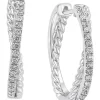 Budget 🔔 1/4 ct. t.w. Diamond Twist Hoop Earrings in 14K White Gold by Effy® ❤️
