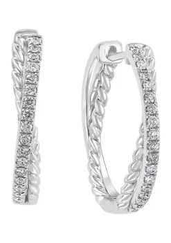 Budget 🔔 1/4 ct. t.w. Diamond Twist Hoop Earrings in 14K White Gold by Effy® ❤️ -Effy® Sales Shop Belk 5038