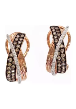 Best Pirce ❤️ Espresso 3/4 ct. t.w. Diamond Hoop Earrings in 14K Rose Gold by Effy® ✨