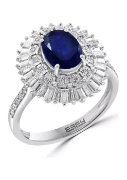 New 🥰 14K White Gold Diamond and Natural Sapphire Ring by Effy® 🎉