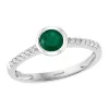 Best Pirce 🧨 1/10 ct. t.w. Diamond and 1/2 ct. t.w. Emerald Ring in 14K White Gold by Effy® ✨