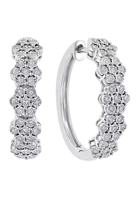 Outlet 😍 1/4 ct. t.w. Diamond Hoop earrings in Sterling Silver by Effy® 🥰 1 Outlet 😍 1/4 ct. t.w. Diamond Hoop earrings in Sterling Silver by Effy® 🥰