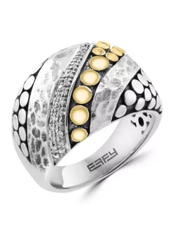 New 😀 1/10 ct. t.w. Diamond Ring in Sterling Silver and 18K Yellow Gold by Effy® 😀