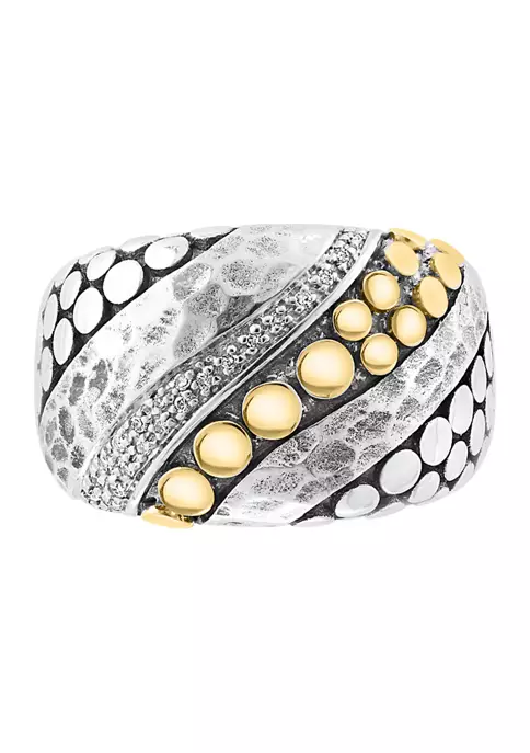 New 😀 1/10 ct. t.w. Diamond Ring in Sterling Silver and 18K Yellow Gold by Effy® 😀 2 New 😀 1/10 ct. t.w. Diamond Ring in Sterling Silver and 18K Yellow Gold by Effy® 😀 - Image 2