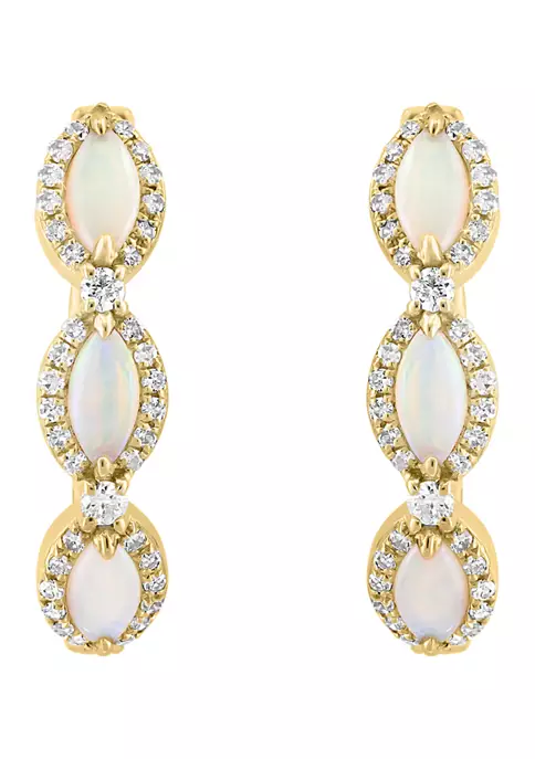 Promo ⌛ 14K Yellow Gold Diamond and Opal Earrings by Effy® 🔔 2 Promo ⌛ 14K Yellow Gold Diamond and Opal Earrings by Effy® 🔔 - Image 2